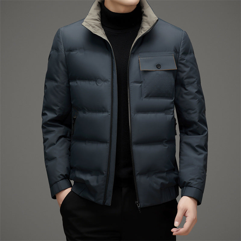 Men's Winter Stand Collar Short Thickened Warm Outdoor Down Jacket