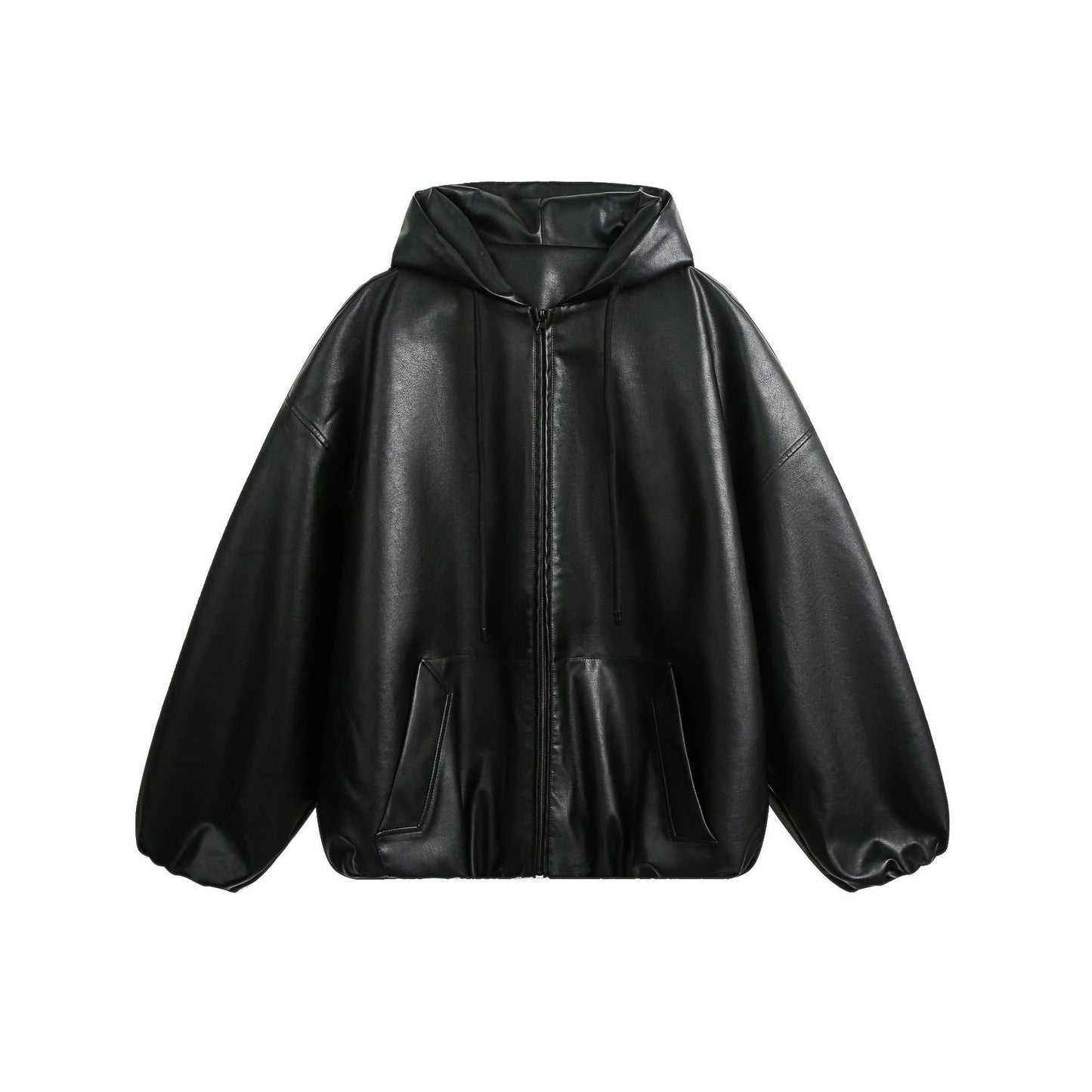 Men's American-style Retro Simple Hooded Leather Coat Jacket