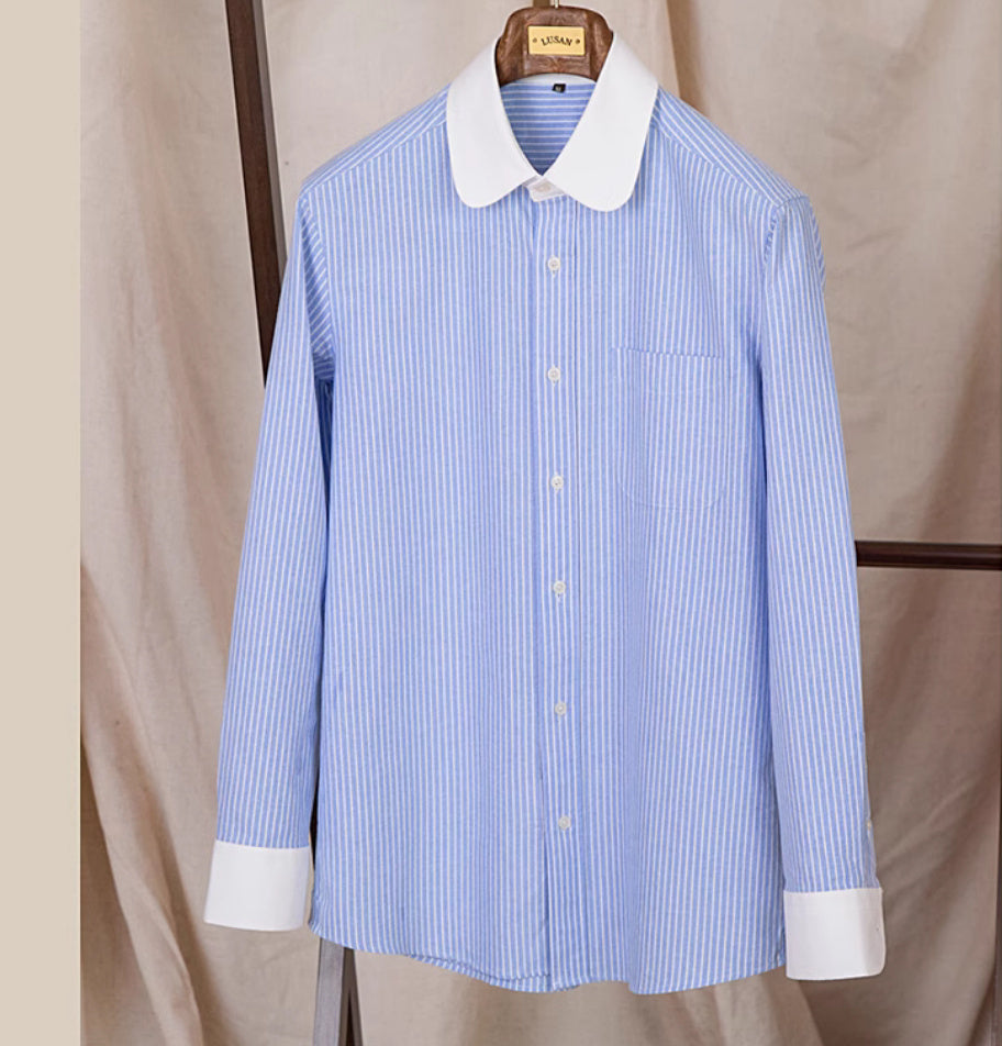 Cotton Striped Long Sleeved Shirt Men